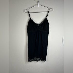 Jacqueline Smith Black Lace Trim Slip Dress - Size Small
